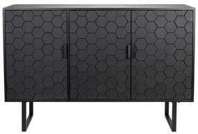 Cassettiera bassa nera in legno di pino 135x90 cm Linc - White Label