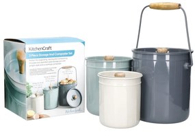 Contenitori in acciaio per rifiuti compostabili in set da 3 - Kitchen Craft