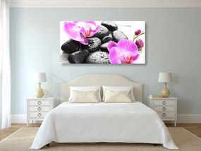 Quadro su tela – Magica armonia di pietre e orchidee
