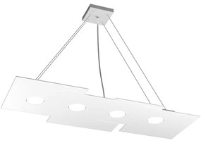 Sospensione Moderna Rettangolare Plate Metallo Bianco 4 Luci Gx53