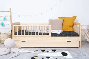 Letto per bambini con barriera TEDDY - naturale - letto senza spazio di archiviazione 140x70 cm