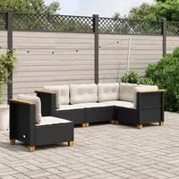 Set Divani da Giardino 5 pz con Cuscini in Polyrattan Nero 3261833