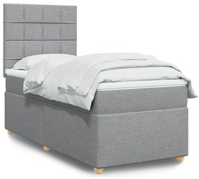 Giroletto A Molle Con Materasso Grigio Chiaro 90x190 Cm Tessuto /