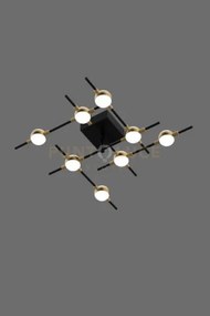Molecular  plafoniera 8lt flush nero opaco con oro, led 3000k 19,20...