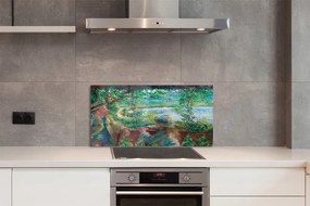 Pannello paraschizzi cucina Oltre l'acqua di Pierre Auguste Renoir 100x50 cm