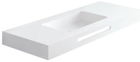 Lavabo sospeso rettangolare Zen L80 H 10 x P 46 cm in acrilico bianco