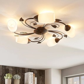 Plafoniera soffitto Stefania Lindby, dimmerabile, Marrone / Ruggine, Soggiorno / Sala da pranzo, Metallo, Antico, Plafoniera