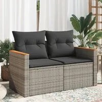 Divano da Giardino con Cuscini 2 Posti Grigio in Polyrattancod mxl 111851