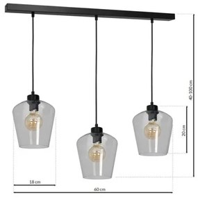 Lampadario su filo SANTIAGO 3xE27/60W/230V limpido