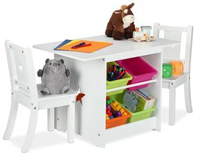 Set di tavolo e sedie per bambini in bianco