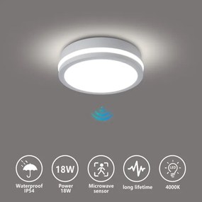 Brilagi - Lampada da esterno a LED con sensore BENE LED/18W/230V Ø 21,5 cm bianca IP54