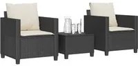 Set da Bistr 3 pz con Cuscini Nero in Polyrattan 4003896