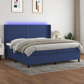 Letto a Molle Materasso e LED Blu 200x200cm in Tessuto