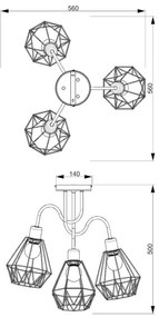 Lampadario a plafone BERGEN 3xE27/60W/230V