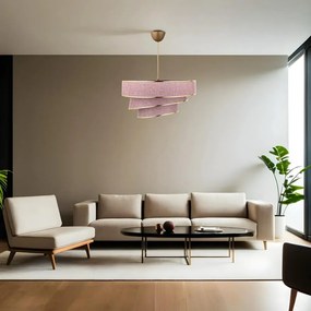 Lampadario rosa/dorato con paralume in tessuto ø 40 cm Couper – Opviq lights