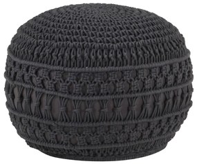 Pouf Lavorato A Mano Macramé Antracite 45x30 Cm İn Cotone /