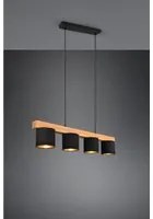 Lampadario Lineare Legno 4 Paralumi Nero Cameron Trio Lighting