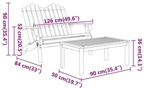 Set da Salotto Giardino Adirondack 2pz Legno Massello di Acacia