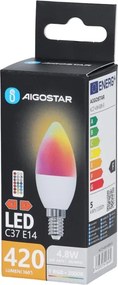 LED RGBW Lampadina C37 E14/4,8W/230V 3000K + telecomando - Aigostar