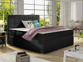 Letto matrimoniale boxspring Sara - 160 x 200 cm , Ecopelle nero