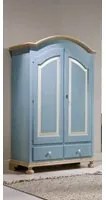 Armadio 2 porte in legno azzurro miele shabby 125x60x200