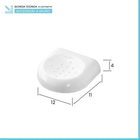 Set accessori a muro 7 pezzi in ABS bianco con doppio fissaggio Gioia