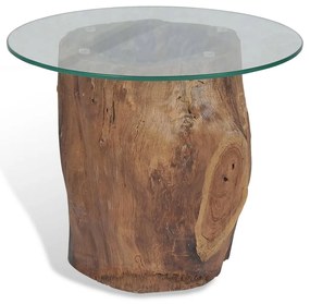 Tavolino da caffè in legno di teak e vetro 50x40 cm