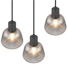 Lampadario nero con paralume in vetro ø 37 cm Tarifa - Trio
