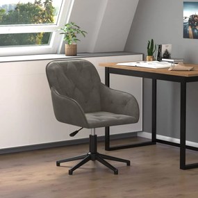 Sedia Da Ufficio Girevole İn Velluto Grigio Scuro /