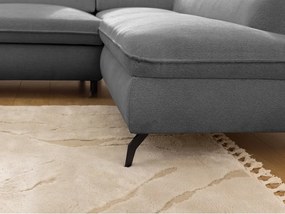 Divano angolare grigio (con penisola a destra/a L) con rivestimento in ciniglia Marbeya – Ropez