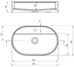 Deante CQS_NU6B - Lavabo da appoggio con foro preforato per rubinetteria SILIA 35x55 cm granito/nero
