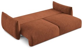 Divano color terracotta allungabile con rivestimento in ciniglia 230 cm Leila – Makamii