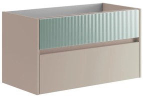 Mobile da bagno sotto lavabo Niwa beige laccato opaco L 89.5 x H 50 x P 45.5 cm 2 cassetti, lavabo non incluso