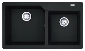 Lavello sopratop 2 vasche FRANKE City fragranite L 50 x L 86 cm nero
