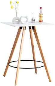 Tavolo Da Bar Angolare Nerja İn Legno Di Faggio Con Base Conica A 5 Coni E Salvapavimento - Elegante E Scandinavo / Weiß / Natura (eckig)