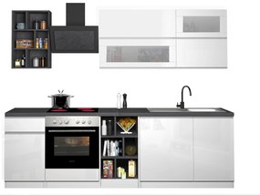 Cucina Lineare Bianca SOLE 256 cm – Moderna, Soft Close, Made in Italy