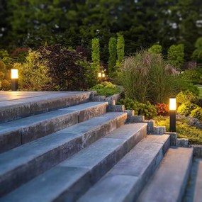 Paletto da Giardino 40cm in acciaio inox NERO, IK06, IP54, base E27 Base E27
