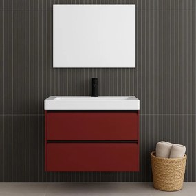 Mobile da bagno sotto lavabo Fusion bordeaux laccato opaco L 79.5 x H 40 x P 45.5 cm 2 cassetti, lavabo non incluso