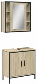 Set mobili da bagno 2 pz rovere sonoma in legno multistrato