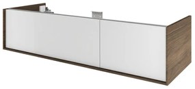 Mobile da bagno sotto lavabo SENSEA Neo Frame bianco e noce laccato lucido L 135 x H 32 x P 48 cm 2 cassetti, lavabo non incluso