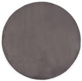 Tappeto 160 Cm Pelliccia Di Coniglio Sintetica Grigio Scuro /