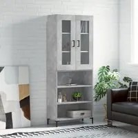 Credenza Grigio Cemento 69,5x34x180 cm in Legno Multistrato 3198725