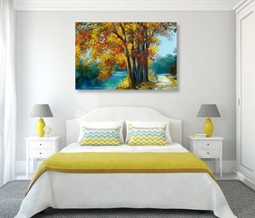 Stampa su tela – Alberi dipinti nei colori dell'autunno