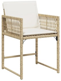 Sedie da giardino con cuscini 4 pz beige in polyrattan