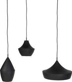 Set di 3 lampade a sospensione intelligenti nere con oro incl. Wifi A60 - Depeche