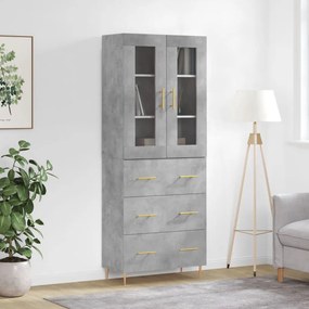 Credenza Grigio Cemento 69,5x34x180 Cm İn Legno Multistrato /
