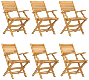 Sedie da giardino pieghevoli 6pz 55x62x90cm legno massello teak