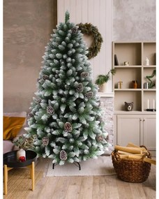 Albero di Natale artificiale Norway pigne innevato verde H 210 cm x ø 115 cm