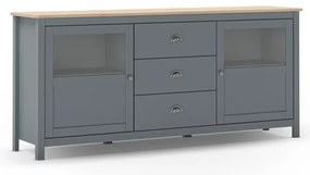 Cassettiera verde polveroso in pino massiccio 180x80x40 cm Misti – Marckeric