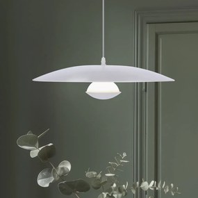 Lampadario LED bianco con paralume in metallo Lund – Candellux Lighting